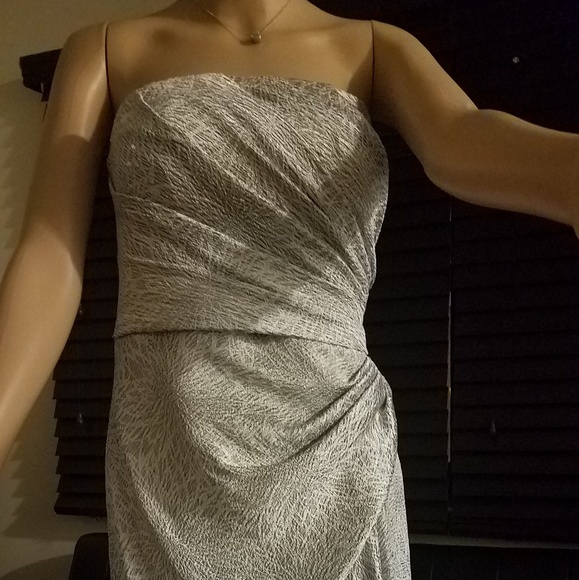 Maggie London Silver Dress, Strapless SIZE 10 - Picture 6 of 10